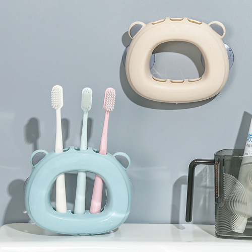 Wall-mounted toothbrush holder bathroom wall-mounted storage rack creative couple suction cup toothbrush barrel toothbrush holder wholesale