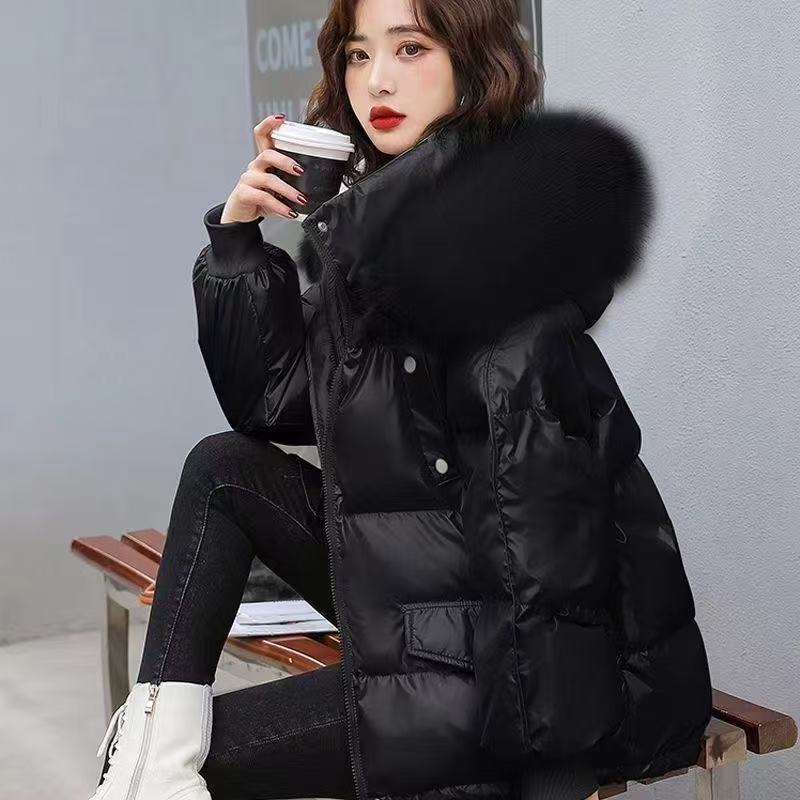 Down jacket bright face wash-free women's short Korean fashion big fur collar loose bread clothing explosion white duck down thick coat Down jacket bright face wash-free women's short Korean fashion big fur collar loose bread clothing explosion white duck down thick coat