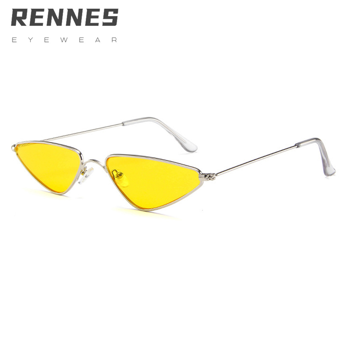 2021 gafas de sol de ojo de gato personalizadas europeas y americanas gafas de sol de triángulo de moda gafas de marco pequeño gafas de sol de metal de moda