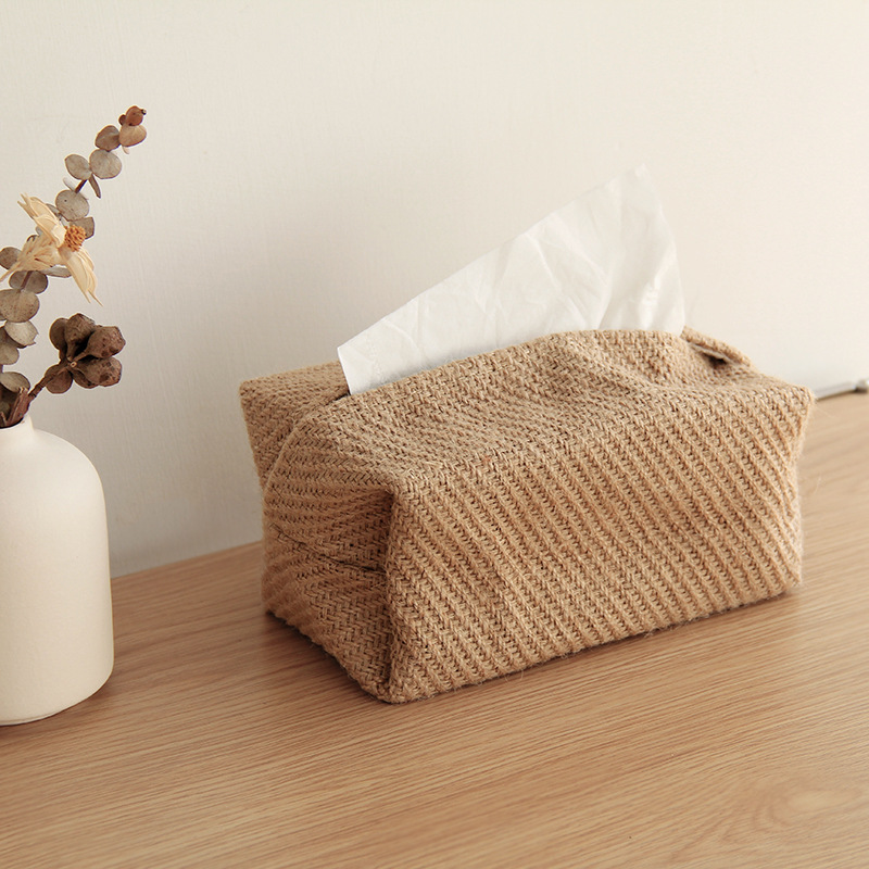 Simplicity Japanese Cotton and hemp Fabric art Tissue box Homestay modelling Tissue box Storage bag originality household a living room table