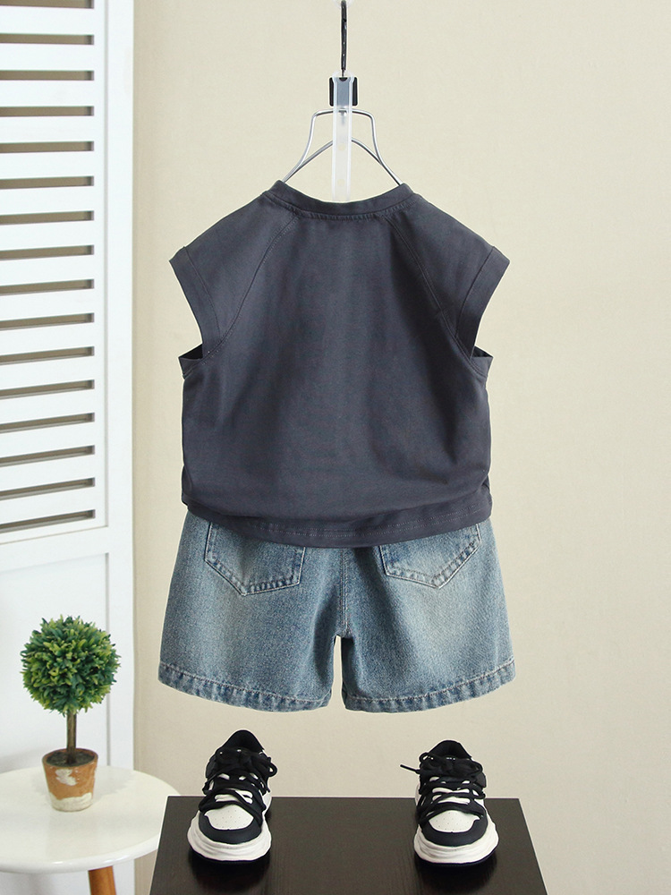 7172 Ropa infantil, conjunto de verano para niños, chaleco sin mangas elegante para niños, ropa de verano fresca para niños, novedad 2026