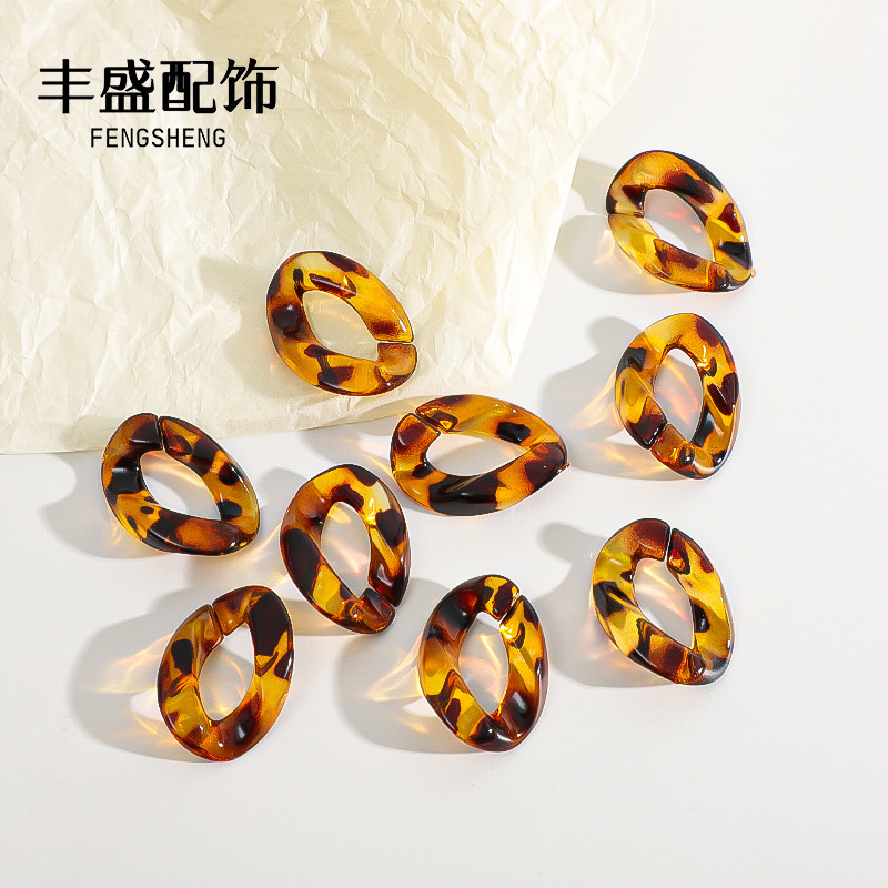 30 * 21mm acrylic leopard print open ring chain buckle diy clothing hair accessories luggage accessories wholesale