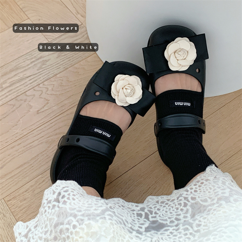 Women's Ballet Clogs EVA Summer Elegant Camellia Floral Beach Vacation Non-Slip Outdoor Mary Jane Closed-Toe Slippers Women's Ballet Clogs EVA Summer Elegant Camellia Floral Beach Vacation Non-Slip Outdoor Mary Jane Closed-Toe Slippers