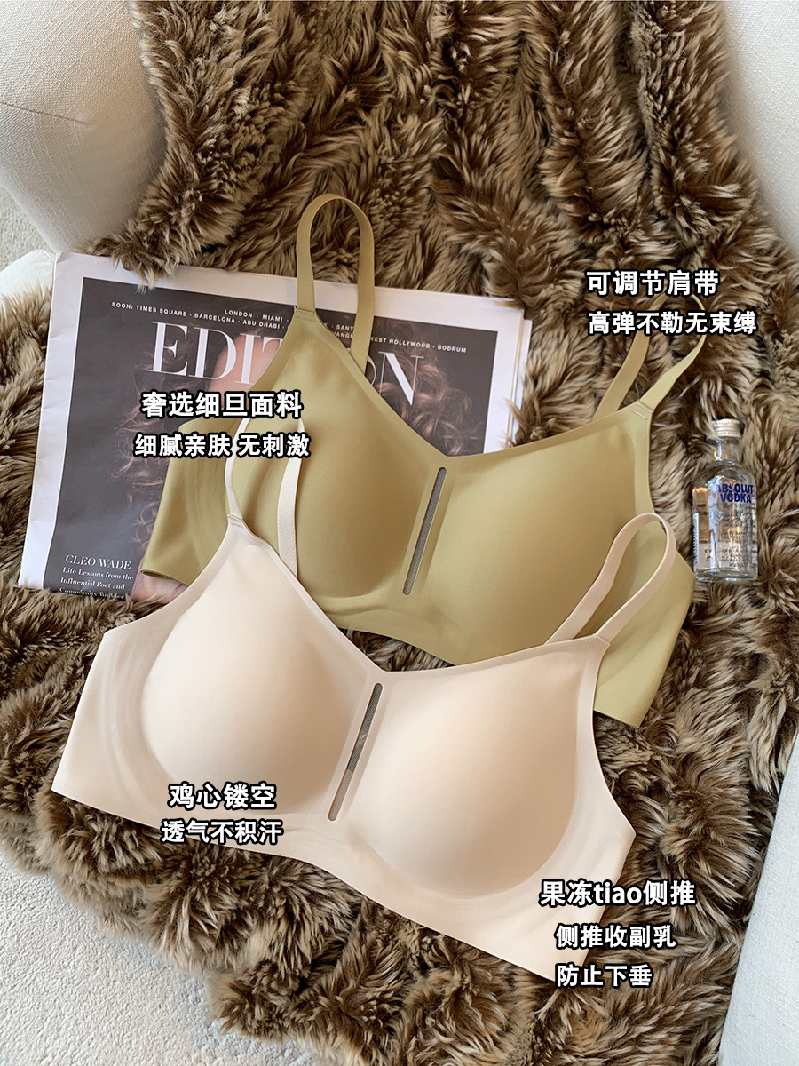 Ropa interior sin costuras japonesa pecho grande delgado y pecho pequeño pecho anti-flacidez Sujetador deportivo inalámbrico 1007