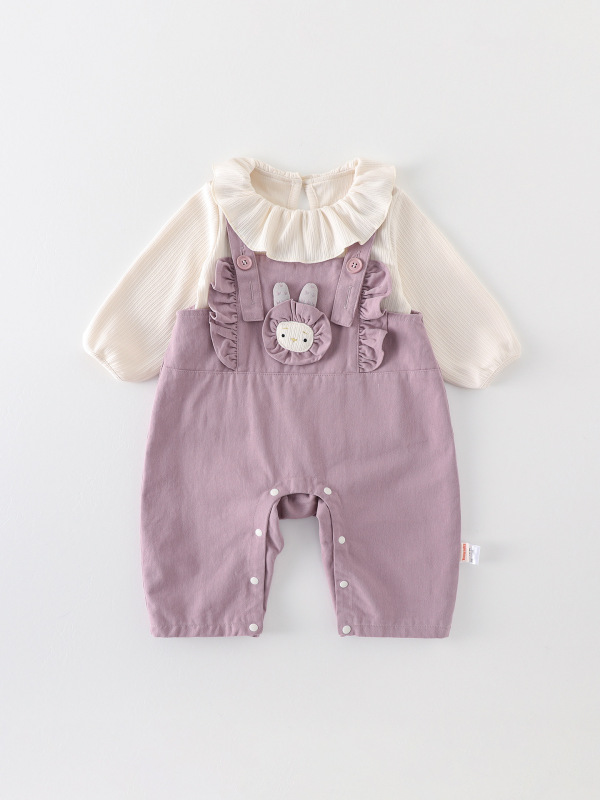 女宝宝衣服秋装背带裤套装婴幼儿春秋季外出服长袖洋气两件套|undefined