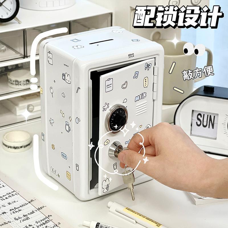 家庭用クリエイティブミニレトロ金属セーフティボックス貯金箱子供貯金箱小銭入れ缶キー暗証番号ロック|undefined