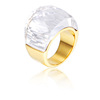 Ring, brand glossy multicoloured crystal suitable for men and women, simple and elegant design, 18 carat white gold, European style