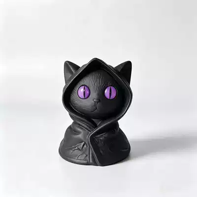 Car Dashboard and Rear, Car ornaments - 8x6-purple-eyed-little-black-cat-car-ornament