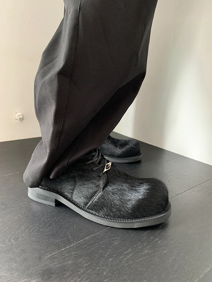 Scarpe derby in pelle di crine di cavallo da uomo e da donna, con suola spessa, casual Lefu, con punta grande_voghion.com