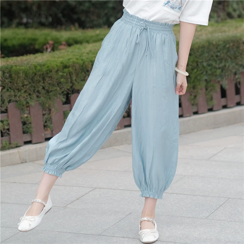 Retro universal cool flashlight, trousers, loose fit, elastic waist