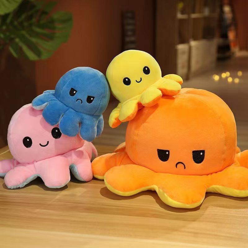 Flip Octopus Plush Toy, Face-Changing, Reversible, Cute Angry Doll, Octopus Doll, Children's Gift