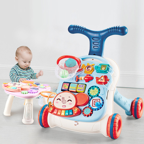 Cross-border baby walker push slide car anti-tip multifunctional early education three-in-one assisted walking toy car for babies