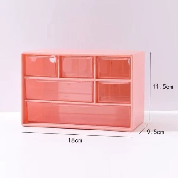 Six-grid pink (send random stickers) upgraded large drawer model