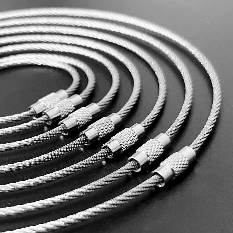 wire rope ring keychain stainless steel color coated rubber wire ring 669 wire lock buckle large quantity wire rope ring keychain stainless steel color coated rubber wire ring 669 wire lock buckle large quantity