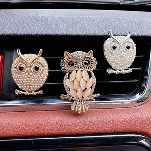 Cross-border trade owl car air outlet aromatherapy clip cute rhinestone creative Opal car perfume clip