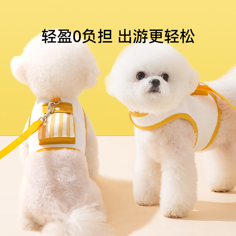 Mochila a rayas coreana para perros, correa para el pecho, correa para el pecho, chaleco para gatos, estilo chaleco para gatos, salida para mascotas, cuerda para pasear para perros, cuerda para pasear para gatos