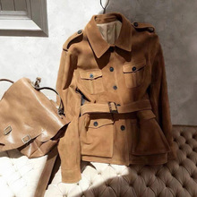 欧洲站麂皮绒棕色外套中长款气质高级感轻熟风休闲风衣秋冬女装新