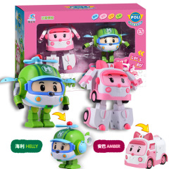 Large POLI Transformer Police Car Robot Child Boy Toy Set Heliflairan POLI