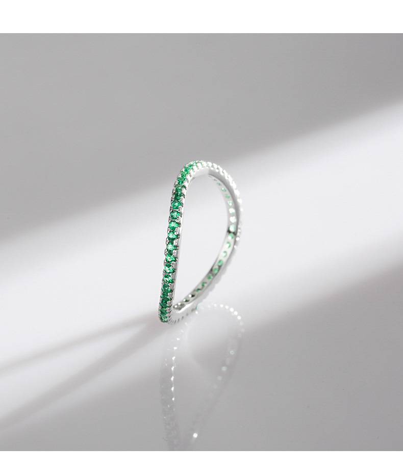 Simple Style Waves Silver Plating Inlay Zircon Rings 1 Piece