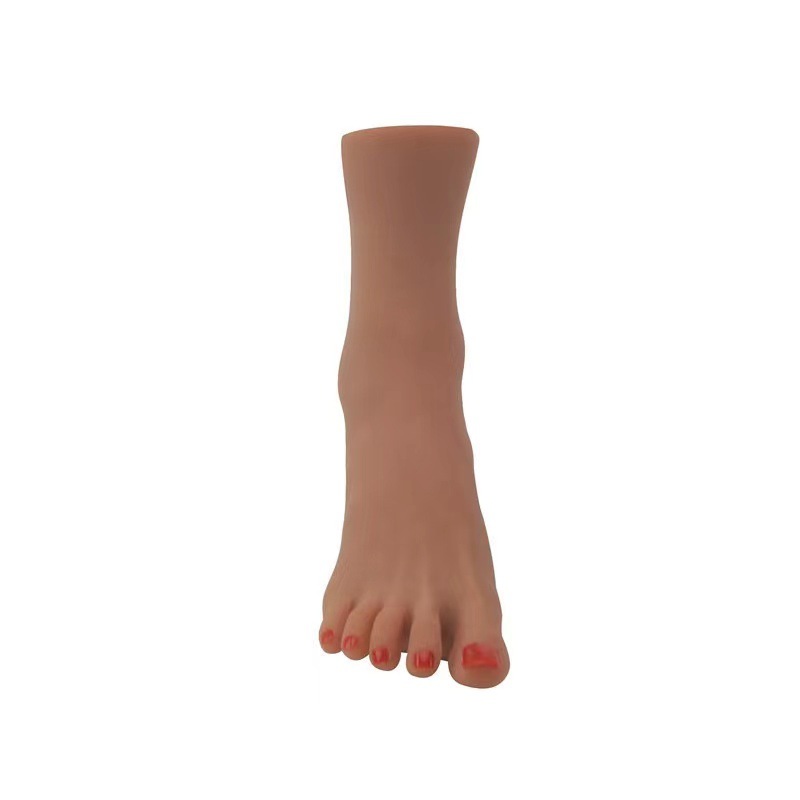 Foot-Shaped TPE Manual Masturbator Cup, Wheat-Tone Foot Model with Red Nail Detail — detail image 4