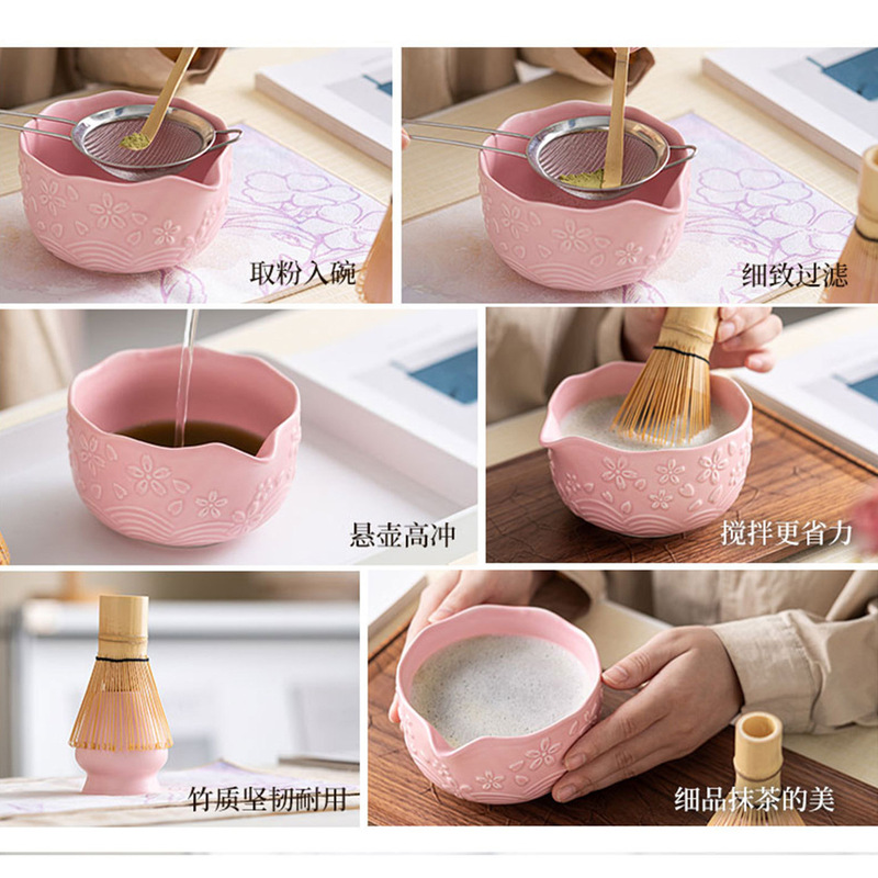 跨境专供抹茶套装日式樱花抹茶碗茶筅茶具茶道配件抹茶工具大全|undefined