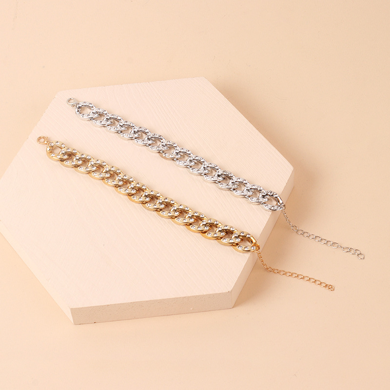 14g Weight Necklace Classification Wedding, Travel Occasion Unisex Gender Gold, Silver Color Fashion Geometric Rhinestone Alloy Necklace Bracelet Set 7
