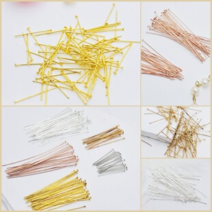diy jewelry accessories pure copper color T-shaped needle handmade beaded material multi-color multi-specification connection needle 100/bag