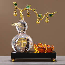 新中式水晶葫芦摆件招财客厅玄关酒柜装饰搬