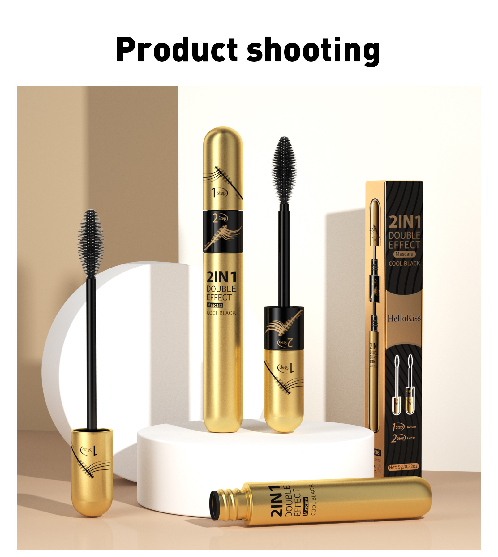 Hellokiss Dual-Effect 2-in-1 Long and Curly Mascara Waterproof, Non-smudging, Long-lasting and Thick 4D Mascara undefined