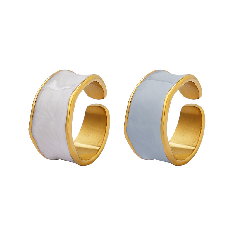 Hepburn estilo no se desvanece anillo de nicho francés esmalte gota anillo de aceite personalidad de la moda anillo de diseño abierto al por mayor