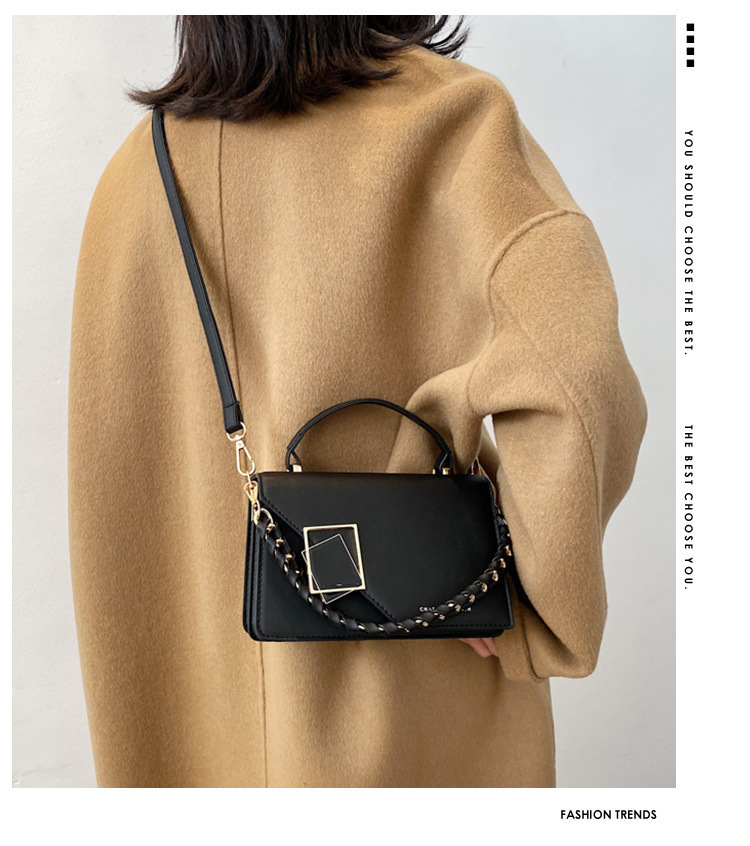 Women's Small Pu Leather Solid Color Basic Square Zipper Shoulder Bag Handbag Crossbody Bag display picture 1