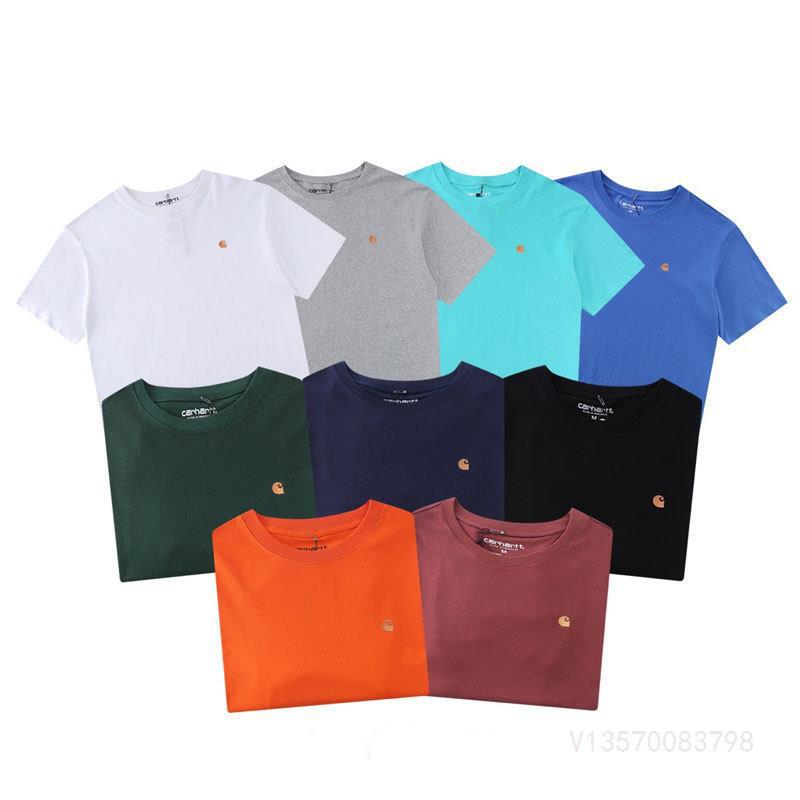 Carhart carhartt Gold Embroidered Short-sleeved Trendy Brand Classic Loose Solid Color Half-sleeved T-shirt for Men and Women Couple Carhart carhartt Gold Embroidered Short-sleeved Trendy Brand Classic Loose Solid Color Half-sleeved T-shirt for Men and Women Couple