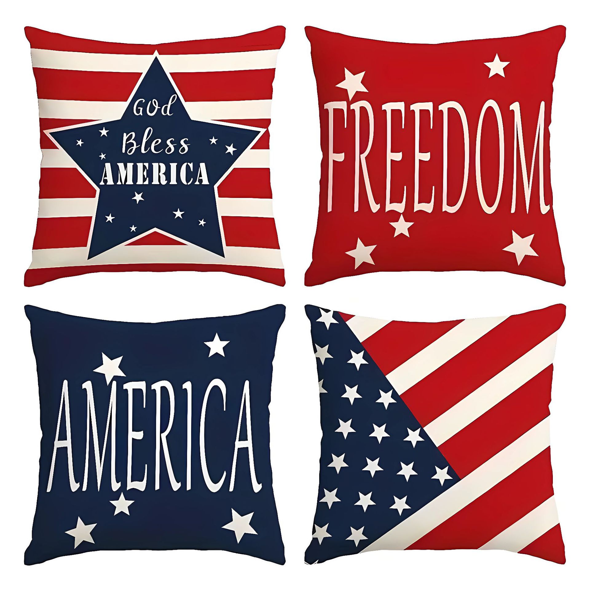 Transfronterizo Día de la Independencia de Amazon impresión lino almohada funda aniversario para celebrar el hogar vestido almohada funda mayorista