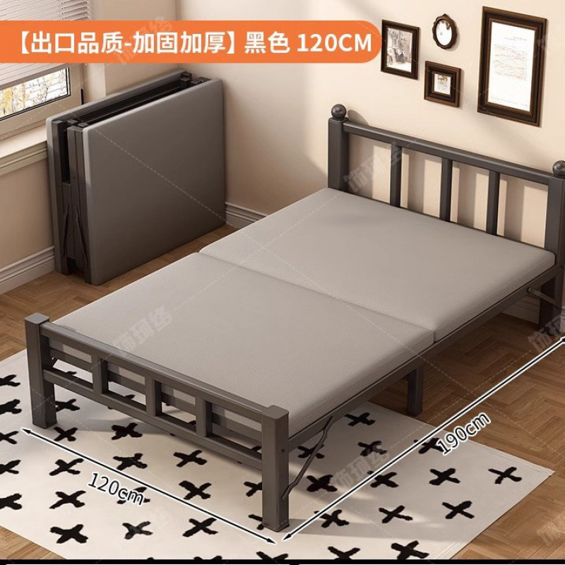 折りたたみベッド家庭用シングルベッドシンプルな昼休みベビーベッドポータブル 1.0m 大人寮エクストラベッドダブルハードボード鉄箔|undefined