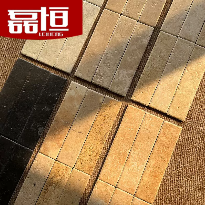 法式米黄仿莱姆石洞石手砖服装店地砖吧台背景墙酒店卫生间瓷砖