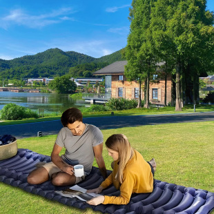 Factory in stock, outdoor foot inflatable mat, portable camping mattress, moisture-proof, with storage bag
