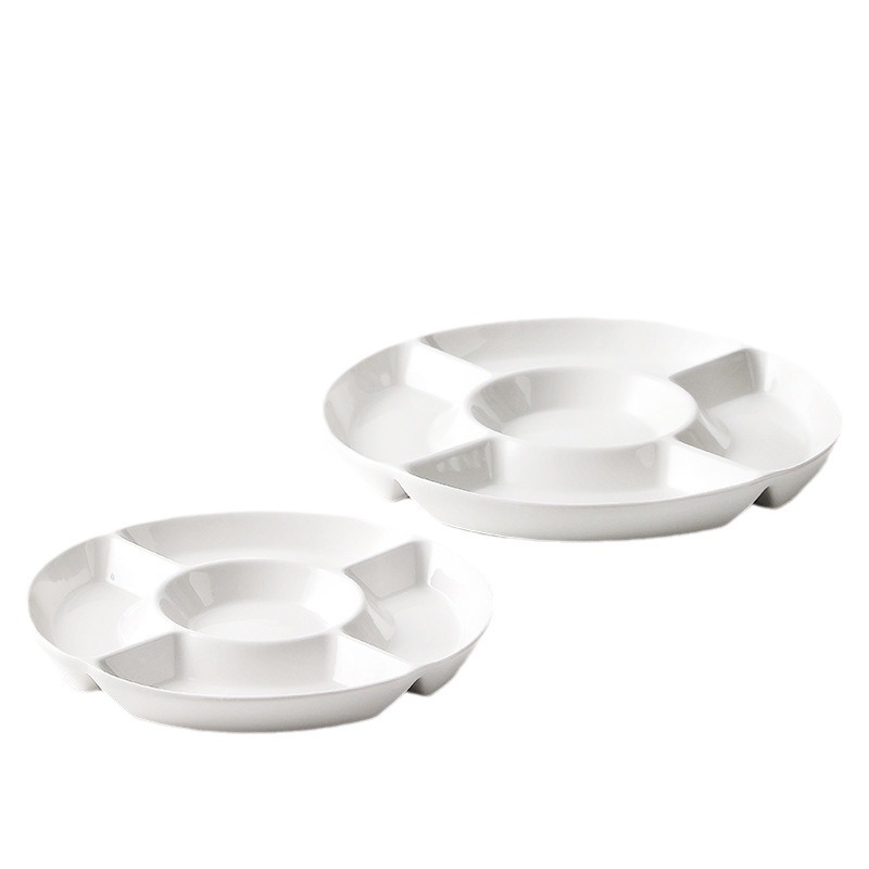 Plato dividido del hotel Plato de frutas secas de cerámica Plato de refrigerio Plato de cinco placas Plato de platos