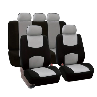 Foreign Trade Cross-Border Hot-Selling Car Seat Covers, Universal for All Seasons, Flat Fabric 9-Piece Set for 5-Seater Car Seat Covers (Universal seat cover) - black-and-gray-flat-9-piece-set-of-5-seats-general