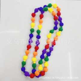 高弹毛球串  彩虹毛球项链 节日派对挂件 北欧房间装饰吊链
