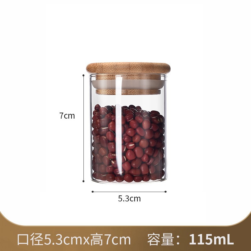 Comercio exterior spot alta borosilicona vidrio sellado lata de té cubierta de bambú lata de almacenamiento transparente circular lata de dulces de grado alimenticio