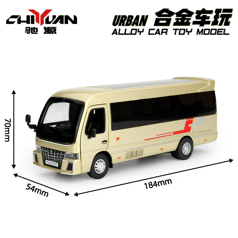 Zhongyuan Xinghe Gold Car Model 1:32 Coaster Bus Car Back Force con sonido y luz Coche de juguete Decoración de modelo de sonido