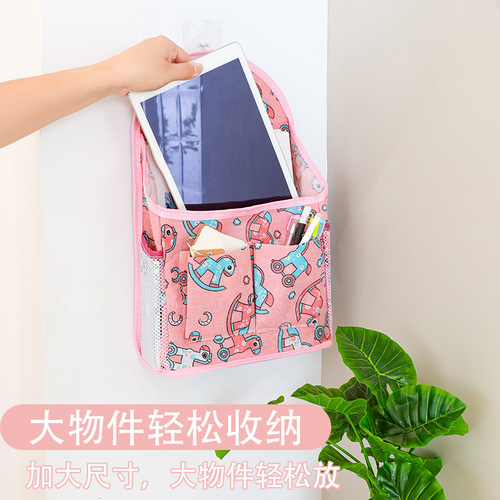 Cotton and linen fabric storage hanging bag student dormitory storage bag wall hanging bag door garbage bag storage rack on the wall behind