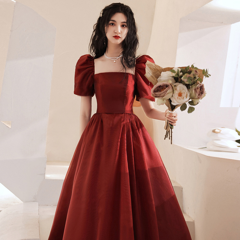 Wedding Dress for the Bride in Spring, Burgundy Engagement Dress, Petite Maternity Evening Gown, Runaway Princess Dress Wedding Dress for the Bride in Spring, Burgundy Engagement Dress, Petite Maternity Evening Gown, Runaway Princess Dress