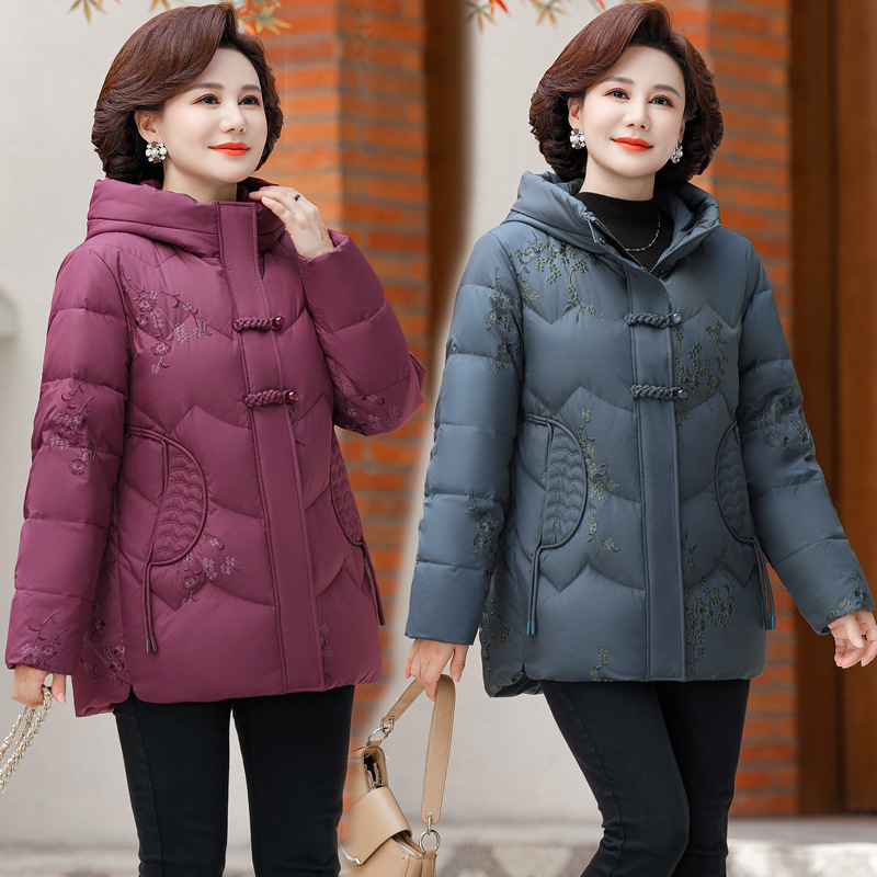 Authentic Counter Cold-Proof down Jacket for Middle-Aged Mothers 2025 New Fashion Retro Grandma Warm White Duck down Jacket