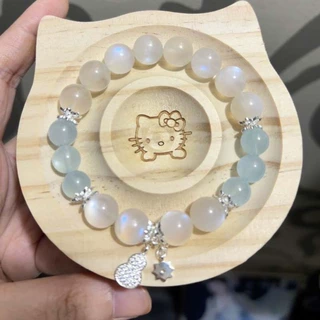 天然水晶灰月光手链女款招财转运珠闺蜜礼物事业女蓝月光手串新款
