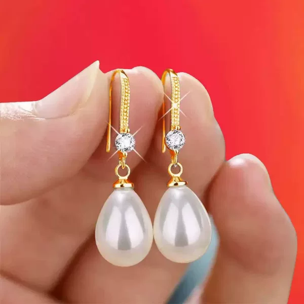 Cross-Border Jewelry Water Drop Pendant Oval Pearl Earrings Bridal Earrings Wish Amazon Aliexpress Earrings Ear Hooks