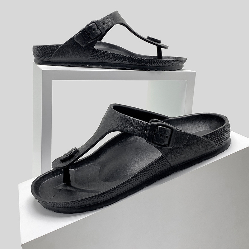 2025 New Men's and Women's Same Style Flip-Flops with Buckles for Outer Wear Eva Non-Slip Wear-Resistant Home Indoor Beach Sandals