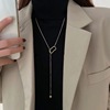Demi-season metal long round beads, pendant, small design necklace, sweater, trend of season, 2022