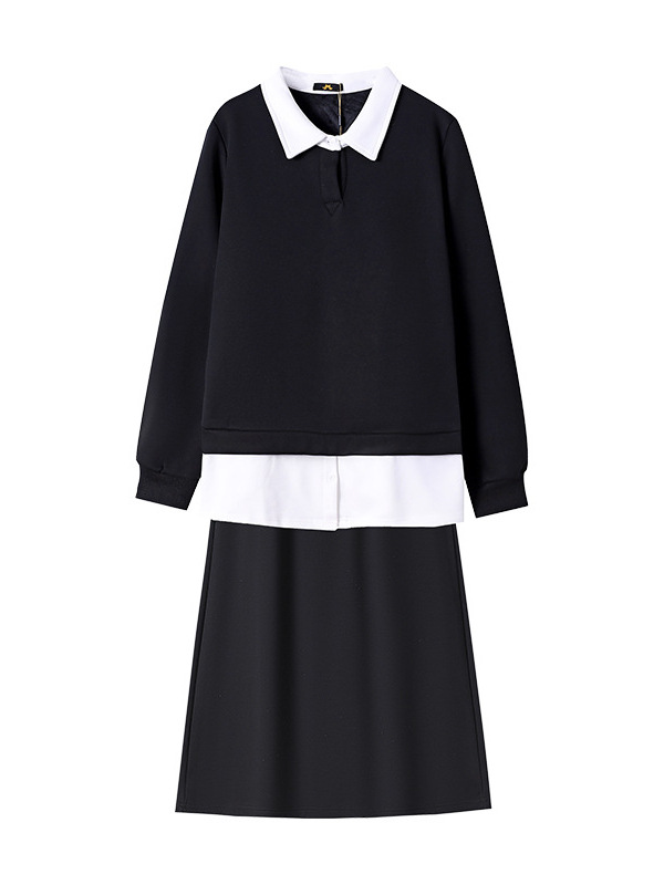 130-320 Plus Size Women's Elegant Fleece-Lined Two-Piece Set 2025 Winter New Slightly Fat Sister Sweatshirt Skirt 130-320 Plus Size Women's Elegant Fleece-Lined Two-Piece Set 2025 Winter New Slightly Fat Sister Sweatshirt Skirt