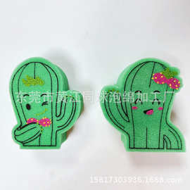 批发 绿色加厚50MM绿色宝宝沐浴用品 卡通仙人掌儿童亲肤搓澡海绵